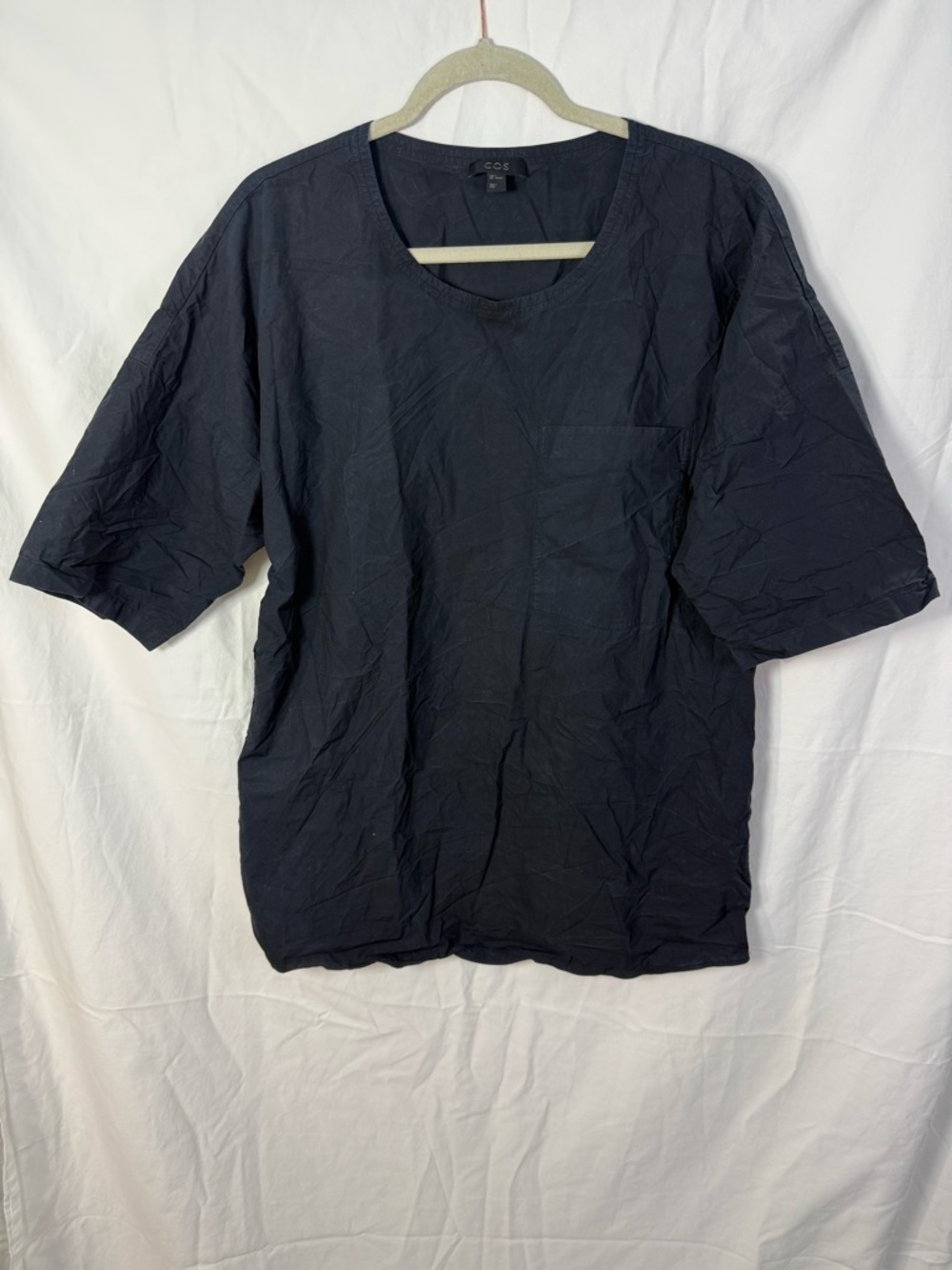 COS Minimalist‎ Black Cotton Pocket Short Sleeve Top Size S